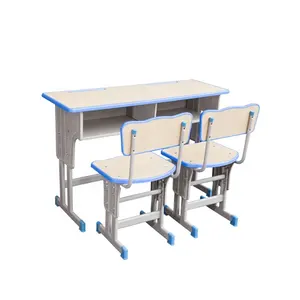 Double siège d'étude, bureau et chaise, 2 pièces, équipement scolaire de bonne qualité durable, fabrication de meubles d'école, pour étudiants