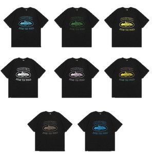 T-shirt à manches courtes en coton pur 230g, style rétro américain, imprimé, tendance streetwear, best-seller, coupe ample, design unisexe, pour couples - Product Image 1