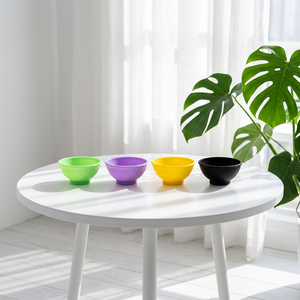 Juego de Tazones de Silicona de Grado Alimenticio Modernos, Vajilla Multicolor Verde, Morado, Amarillo y Negro - Product Image 1