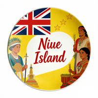 Assiette Souvenir Personnalisée Créative Style Samoa Îles Vierges Tokelau Île de Niue, Céramique Ronde, Design Personnalisé