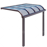 Wandmontierte Gartenlaube Outdoor Wasserdichtes Transparentes Polycarbonat-Vordach PC Geprägte Dacheindeckung Überdachte Sonnenschutz-Pergola