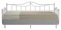 Cadre de lit de jour en métal pour lit double avec base en tissu, 90x200 cm, blanc, gris, lattes en bois courbé, aucun sommier tapissier nécessaire, Uetco