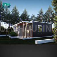 Villa Prefabricada Moderna de 1 Planta con Techo a Dos Aguas, 2 Dormitorios, Estructura de Acero Ligero, Diseño de Lujo para Vivir, Prefabricado de Alta Calidad
