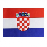 Drapeau croate personnalisé anti-plis imprimé numériquement 14*21cm en polyester, drapeau rectangulaire à main avec mât en plastique pour match de football et loisirs