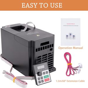Qnk 4KW ขับความถี่แปรผัน220V อินเวอร์เตอร์เดี่ยวถึงสามเฟสสำหรับควบคุมความเร็วมอเตอร์แกนหมุน CNC - Product Image 4