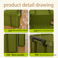 Boîte de rangement portable multifonctionnelle robuste en PP moulé par injection, grande capacité, épaisse, étanche et durable pour jouets et vêtements à domicile