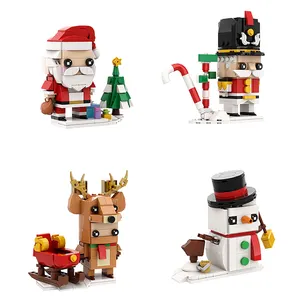 GoldMoc Weihnachten Rentier Schneemann Weihnachts mann Nussk nacker Brick headz Blöcke Ziegel Set DIY Kinder Bausteine Geschenk Spielzeug