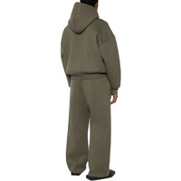 Ensemble de pantalons de survêtement à capuche zippés en éponge française de haute qualité à épaules tombantes surdimensionnées