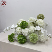 ZKAI Rangkaian Bunga Pernikahan Elegan Gereja Katolik Putih, Hiasan Lantai Bunga Hydrangea 3D Tebal dan Mengembang