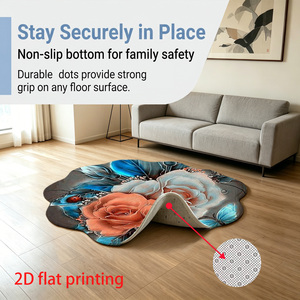 Tapis rond en mousse à poils coupés, imprimé floral moderne, personnalisé BT1028, fabricant OEM ODM, tapis doux pour salon et chambre à coucher - Product Image 6
