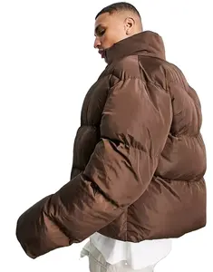 AQTQ Пользовательский логотип простой коричневый рабочая одежда толстый кроп-топ унисекс мягкий пуховик Куртки