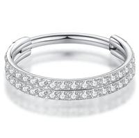 Anneau d'anneau de cerceau de segment articulé en titane de qualité d'implant hélice avec anneau à double rangée côté pavé CZ zircone Clicker nez Septum Piercing