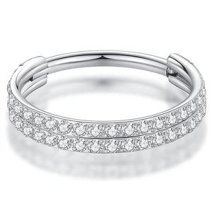 Anillo de aro de segmento con bisagras de titanio de grado de implante, hélice con anillo de <span class=keywords><strong>doble</strong></span> fila, pavé lateral CZ Zirconia Clicker, Piercing para tabique nasal - Product Image 5