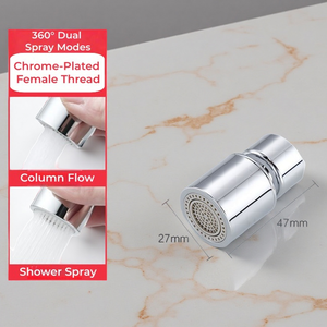 หัวฉีดน้ำ TXErfolg ขนาด 27.5 มม. เกลียว 360 องศา หมุนได้ ประหยัดน้ำ หัวฉีดแบบผสมสองฟังก์ชั่น พร้อมตัวกรองควบคุมการไหล ผลิตจากวัสดุ ABS - Product Image 3