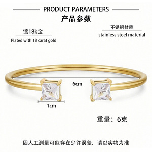 Bracciali Personalizzabili in Acciaio Inossidabile Placcato Oro 18K con Zirconi Bianchi, Forme a Cuore, Quadrate e a Goccia d'Acqua, Unisex - Product Image 6
