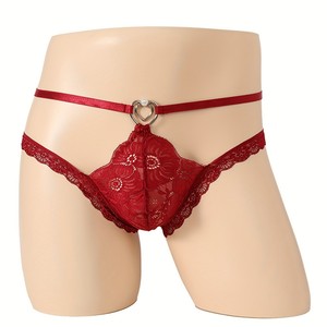 Tanga Sexy de Encaje para Hombre, Ropa Interior de Cintura Baja, Rojo, Nailon y Elastano, Lencería para Parejas - Product Image 2