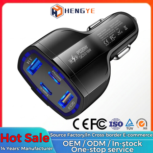 Chargeurs mobiles 53W, adaptateurs 12V 20W, chargeur de voiture Type-C, charge rapide USB C PD QC3.0, 4 ports, chargeur de voiture 4 en 1 - Product Image 1