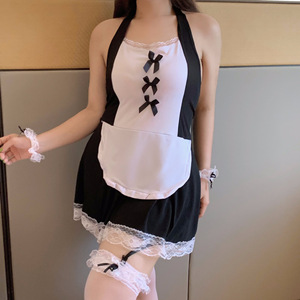 Femme ronde grande taille, robe sexy dos nu, petites poitrines qui font la fierté de sa taille généreuse, adorable uniforme de femme de chambre/lingerie de femme de chambre - Product Image 4