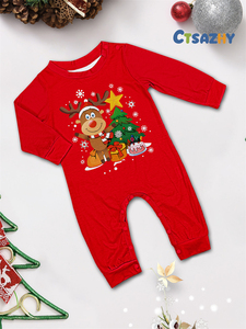 Ensemble de pyjamas de famille de Noël Red Deer Tree Print Sleepwear Tenues assorties pour <span class=keywords><strong>maman</strong></span> papa enfants - Product Image 5