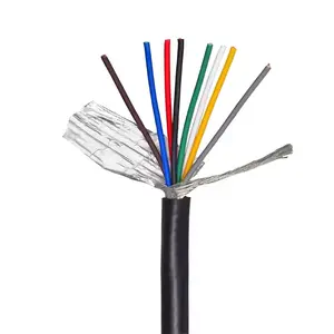 Shielded Cable RVVP 26 24 22 20 18 AWG 2 3 4 5 6 7 8 cores Control Singal Copper Wire Black PVC Insulated Audio Cable