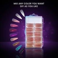 Grosir Pabrik 10 Warna Klasik Almond Stiletto Coffin Nail Tips Kuku Gel Akrilik Semi-Transparan dengan Desain Stylish
