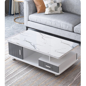 طاولة قهوة منزلية من الزجاج المقسّى، طاولة غرفة معيشة فاخرة بسيطة وعصرية - Product Image 3