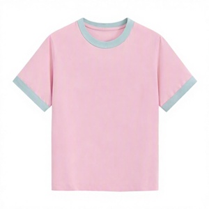 Nouveau T-shirt personnalisé 260G pour femme, col ras du cou avec surpiqûres contrastées, coupe ample et mignonne, manches courtes simples - Product Image 4