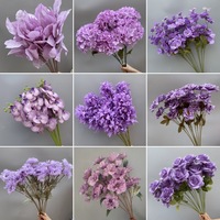 Fabrikneue handgefertigte künstliche Hochzeitsblumen der Lila-Serie für Hintergrundbogen- und Tischdekorationen – ideal für den Schulanfang