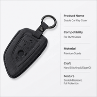 Housse de clé de voiture en cuir de luxe pour Série 5 320i 530 X1 X3 X5 X7, étui pour clé à lame avec boucle métallique de protection