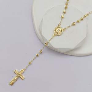JML oro rosa <span class=keywords><strong>rosario</strong></span> religioso 14k collana croce all'ingrosso laminato oro Tri colore Saint Jude benedetto gesus Mary gioielli uomini - Product Image 3