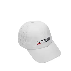 Gorra deportiva de secado rápido para hombre, gorra deportiva con logotipo personalizado, agujero de perforación láser, Snapback, Hip Hop, color blanco