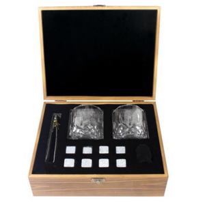 OEM Christmas Gifts For Men Custom Natural Granite Whiskey Stone And Whiskey Glasses In Wooden Gift Box