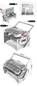 Grill à <span class=keywords><strong>charbon</strong></span> de bois rotatif debout pour <span class=keywords><strong>barbecue</strong></span> carré robuste professionnel <span class=keywords><strong>sur</strong></span> <span class=keywords><strong>chariot</strong></span> mobile Style moderne pour la cuisine commerciale en plein air - Product Image 4