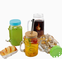 Verre transparent de 24 oz avec poignée et paille pour boissons, thé aux fleurs, thé au lait et jus – Tasse à boisson froide