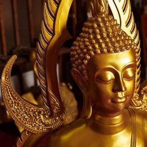 Statue de <span class=keywords><strong>Bouddha</strong></span> dorée de luxe en résine de fibre de verre, grande taille, pour intérieur et <span class=keywords><strong>extérieur</strong></span>, <span class=keywords><strong>Bouddha</strong></span> assis zen thaïlandais avec feuille d'aluminium, objet religieux - Product Image 3