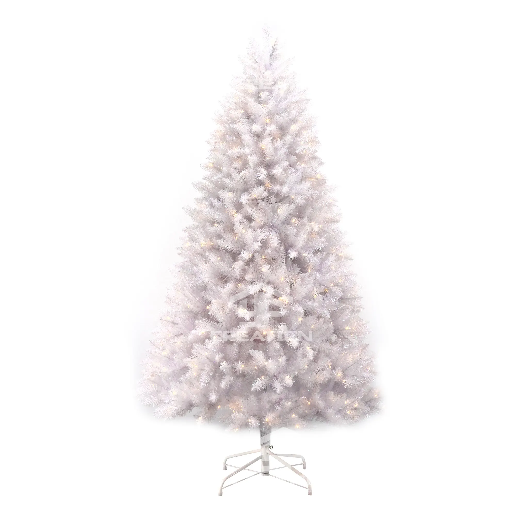YFCreation 2024 White LED Lights Flocking Holiday Large Plump White Christmas Tree With White Metal Base Stand