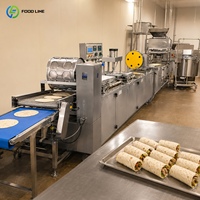 Ligne de production automatique de tortillas de farine avec mélangeur de pâte, presse à tortillas, machine de cuisson et convoyeur de refroidissement