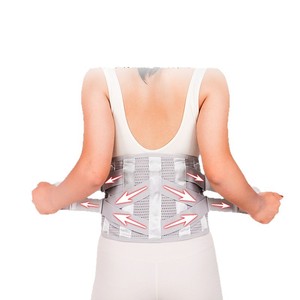 Ceinture de soutien lombaire KS avec 5 plaques en acier, attelle de taille réglable pour soulager les douleurs dorsales et stabiliser la colonne vertébrale, usage adulte - Product Image 1