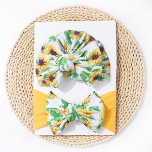 Nuevo Conjunto de Gorro y Diadema Estampados para Bebé, Lindo Conjunto de Dos Piezas con Lazo para Niños, en Poliéster Cortavientos para Exportación - Product Image 5