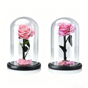 Modern Waterproof Glass <b>Display</b> <b>Case</b> Artificial Rose Custom Gift for Valentine Mother's Day - Product Image 3
