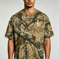 T-shirt court oversize camouflage personnalisé 100% coton, impression numérique, style rétro streetwear