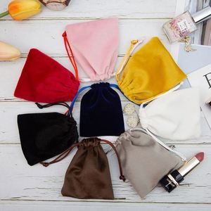 Sac à cosmétiques en velours à cordon de serrage, grand format 10x20cm, logo personnalisé, taille personnalisée, pochette en velours pas chère - Product Image 2