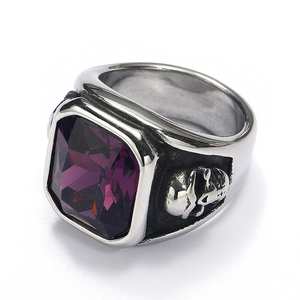 Anillos de Calavera Punk Ovalados de Acero Inoxidable <span class=keywords><strong>Atila</strong></span> AJ-0211 con Baño de Oro de 18K y Circonita Cúbica para Hombre, Ideales para Fiestas y Bodas, Venta al por Mayor - Product Image 6