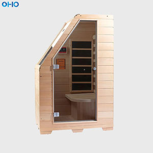 <span class=keywords><strong>Cabine</strong></span> de sauna miniature à vapeur sèche à l'ozone, design moderne en bois de cèdre rouge, pour 1 personne, dôme en hemlock, infrarouge lointain, à vendre - Product Image 2