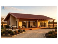 Villa préfabriquée de luxe en acier léger, style campagne australienne, à un étage, 3 chambres, 2 salles de bain, maison modulaire moderne, étanche et écologique, double.