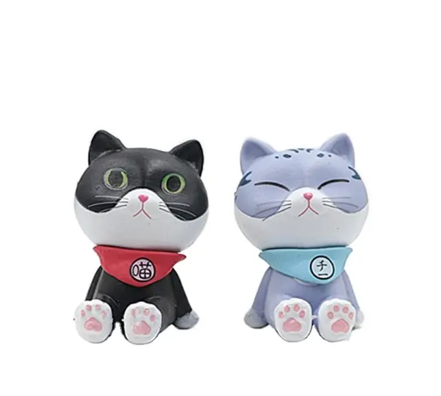 Cartoon Schattige Zittende Sjaal Katten Speelgoed Model Sets Doos 8 Stks/set