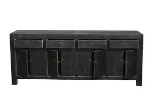 Лидер продаж, популярный потертый вабисаби, Восстановленный черный четырехдверный шкаф из массива дерева с четырьмя ящиками - Product Image 5