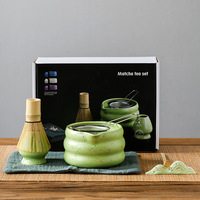 Ensemble de thé matcha, bol à matcha en céramique, fouet Baibenli, boîte de couleur, support pour fouet, coffret cadeau complet, ensemble de 4 pièces, tasse à thé