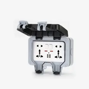 International Universal IP66 USB Wall Outdoor Waterproof Switch Socket,UK EU DE Korea Rain Proof Charging Outlet Waterproof Box