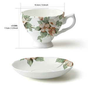 Ensemble tasse et soucoupe en porcelaine fine à pois floraux <span class=keywords><strong>vintage</strong></span>, motifs imprimés personnalisés, logo, résistant au lave-vaisselle et à la chaleur - Product Image 4